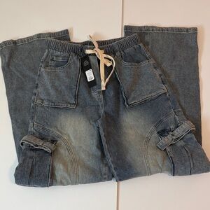 Fashion Nova Charcoal Wide Leg Jeans